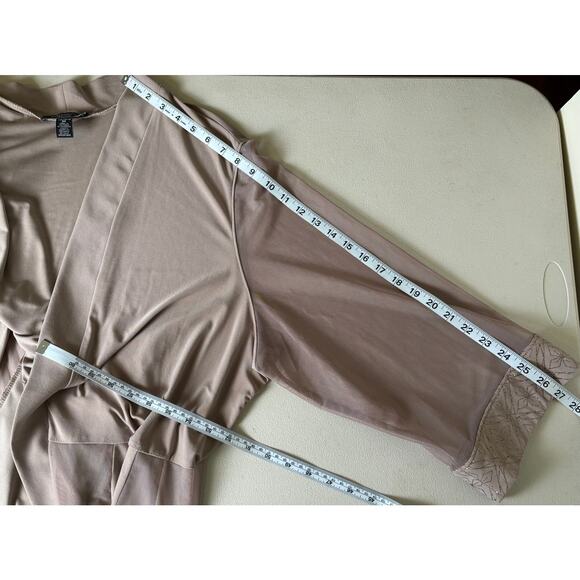 R&M Richards Mesh Panel Jacket Dress Size 3X Taupe Knee Length Elegant Cocktail - Picture 13 of 14